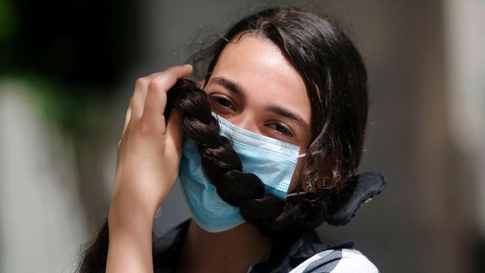 A girl in a school in Gaza, 20 May 2020