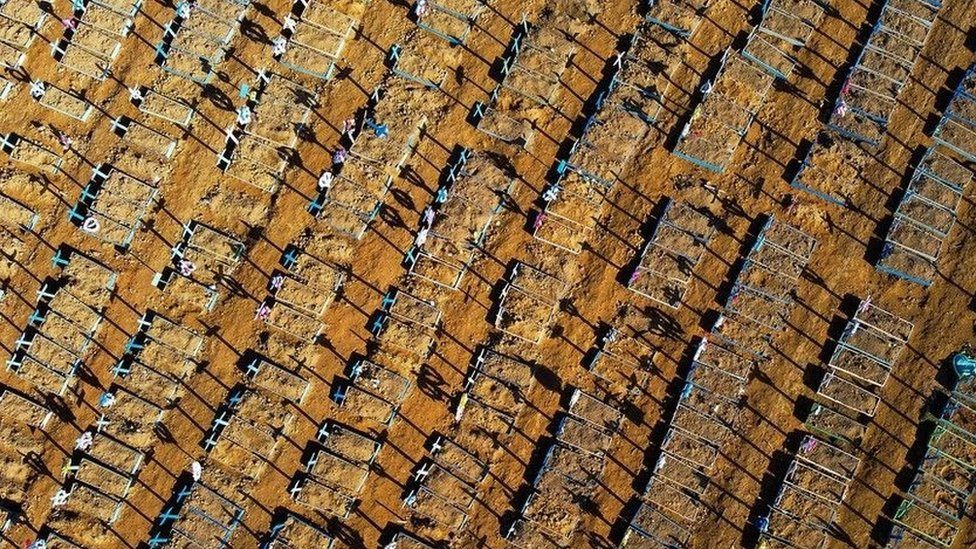 Mass graves seen from above