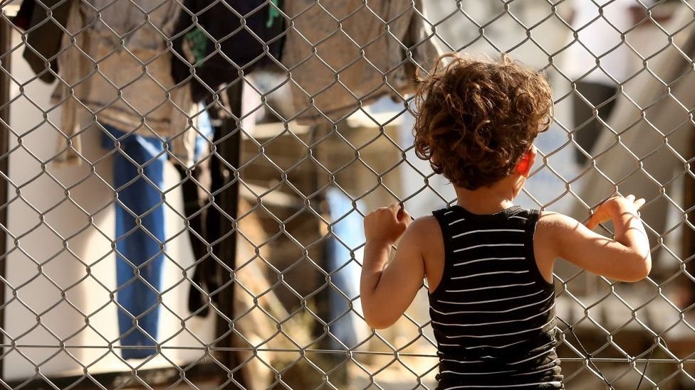 Refugee child in the Greek island of Lesbos