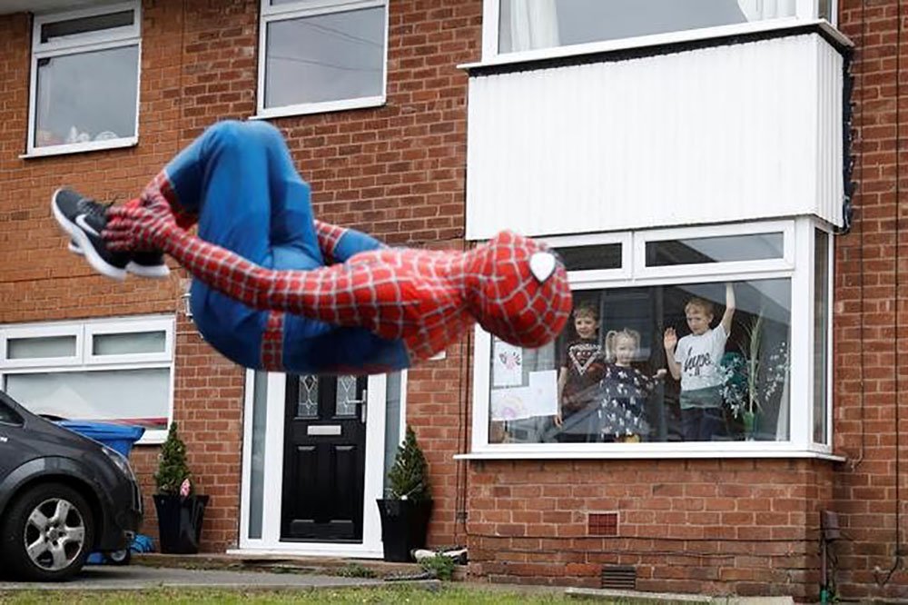 Man dressed as Spider-Man