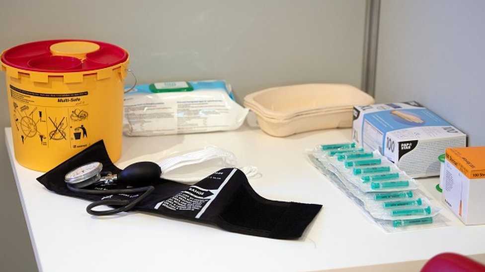 Hospital equipment on a table