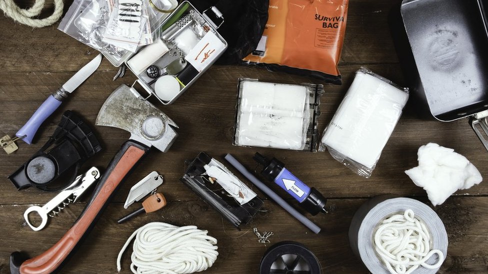 survival kit - stock photo