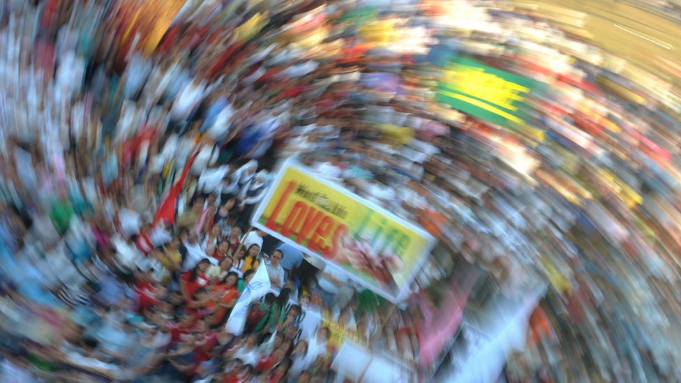 A church-led rally against a reproductive health bill at the Quirino Grandstand in Manila on March 25, 2011.