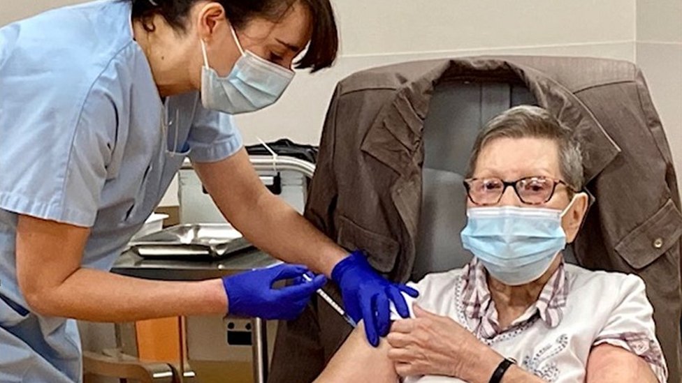 First Covid-19 vaccination at a Saint-Etienne hospital, France