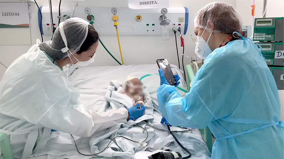 A baby being treated in Covid ICU