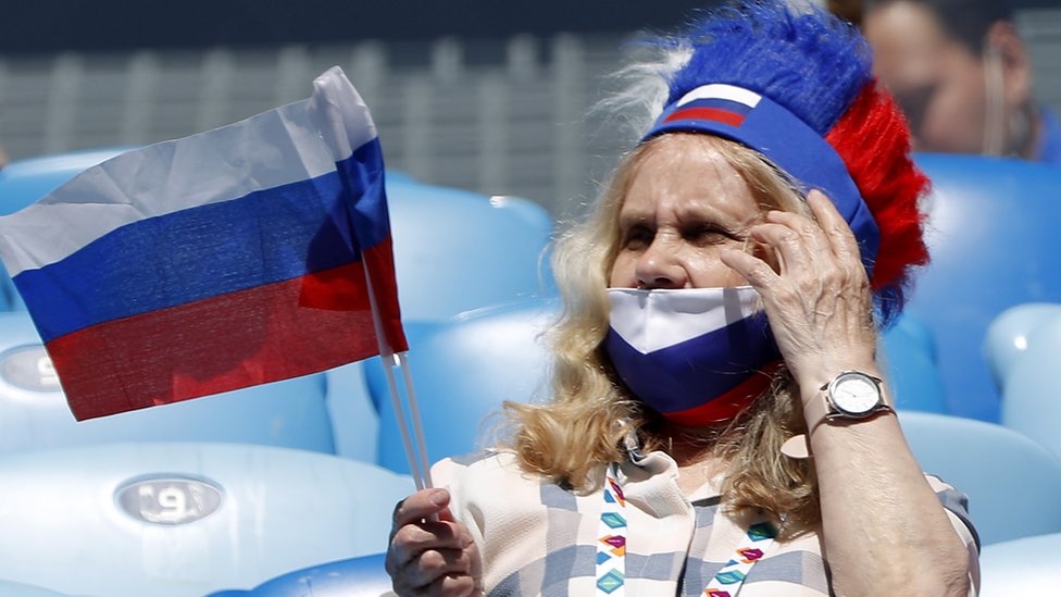 Russian fan inside Saint Petersburg Arena, June 16, 2021