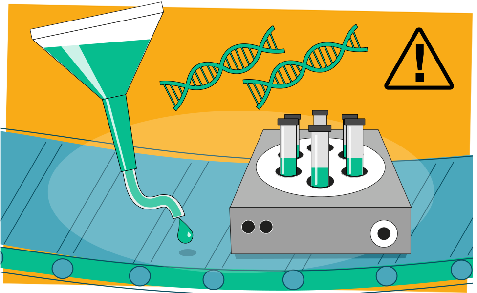 Illustration of the vaccine process that requires filters and plastic pipes