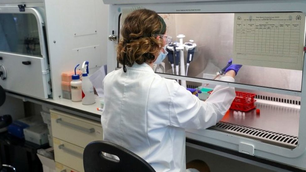 Laboratory worker at the Oxford Vaccine Group's facility