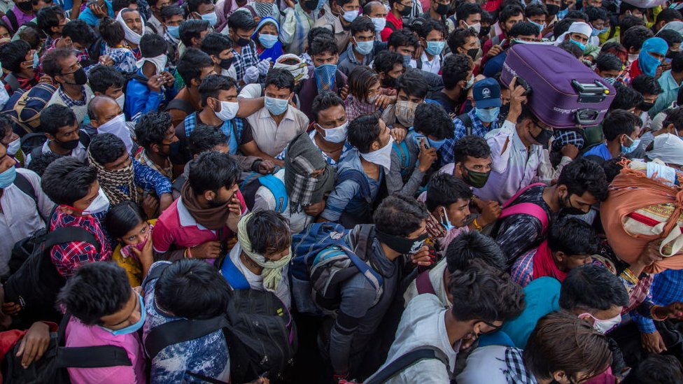 A crowded street in India